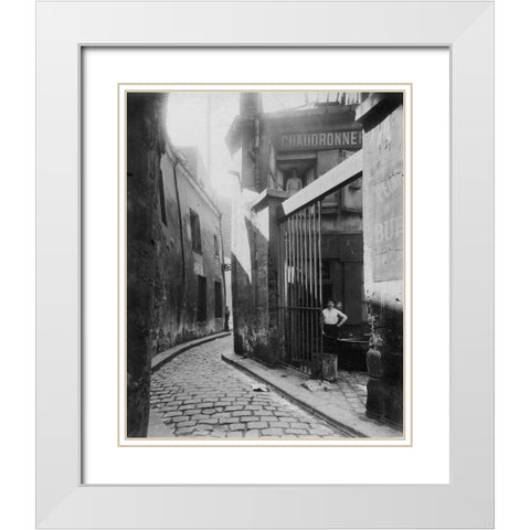 Paris, 1911 - Metalworkers Shop, passage de la Reunion White Modern Wood Framed Art Print with Double Matting by Atget, Eugene