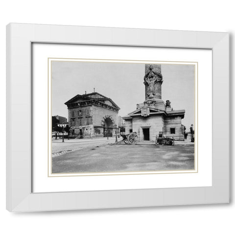 Paris, 1903-1904 - Ancienne Barriere du Trone (Tollbooth Pavilion and Column) White Modern Wood Framed Art Print with Double Matting by Atget, Eugene