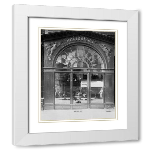 Paris, 1902 - Antique Store, rue du Faubourg-Saint-Honore White Modern Wood Framed Art Print with Double Matting by Atget, Eugene