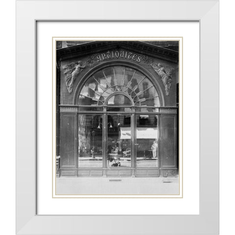 Paris, 1902 - Antique Store, rue du Faubourg-Saint-Honore White Modern Wood Framed Art Print with Double Matting by Atget, Eugene