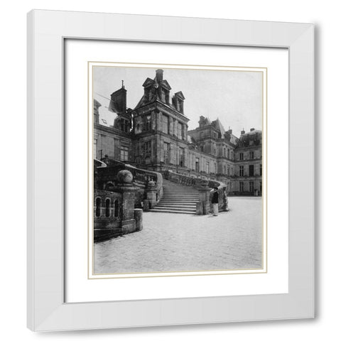 Fountainebleau, 1903 - Cour des Adieux White Modern Wood Framed Art Print with Double Matting by Atget, Eugene