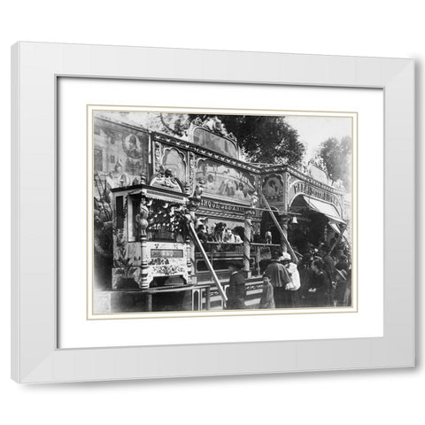 Paris, 1898 - Animal Circus, Fete des Invalides White Modern Wood Framed Art Print with Double Matting by Atget, Eugene