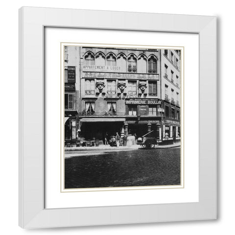 Paris, 1903 - House on the Place du Caire White Modern Wood Framed Art Print with Double Matting by Atget, Eugene