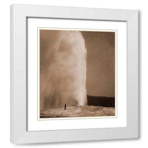 Old Faithful, 1870 White Modern Wood Framed Art Print with Double Matting by Jackson, William Henry
