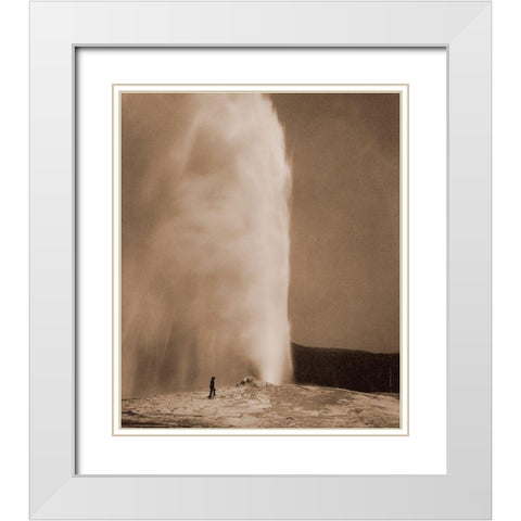 Old Faithful, 1870 White Modern Wood Framed Art Print with Double Matting by Jackson, William Henry