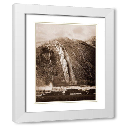 The Devils Slide, Utah, 1873-1874 White Modern Wood Framed Art Print with Double Matting by Watkins, Carleton