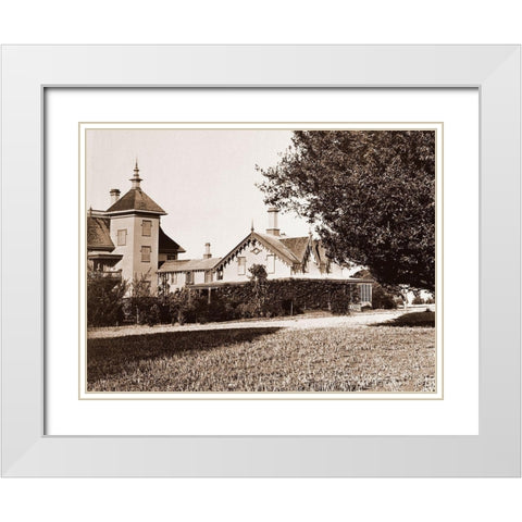 Residence of Mr. Howard, San Mateo, California, with Olive Tree, 1863-1880 White Modern Wood Framed Art Print with Double Matting by Watkins, Carleton
