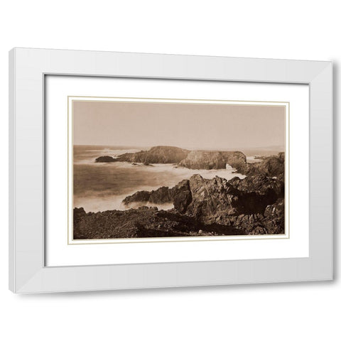 Coast View off Mendocino, California, 1863 White Modern Wood Framed Art Print with Double Matting by Watkins, Carleton