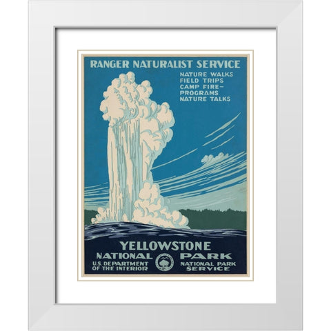 Yellowstone National Park, ca. 1938 White Modern Wood Framed Art Print with Double Matting by Ranger Naturalist Service