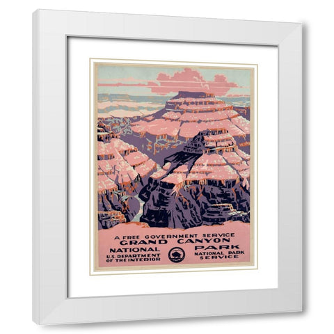 Grand Canyon National Park, a Free Government Service, ca. 1938 White Modern Wood Framed Art Print with Double Matting by WPA