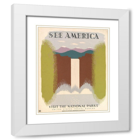 See America Visit the National Parks, ca. 1936-1940 White Modern Wood Framed Art Print with Double Matting by Herzog, Harry