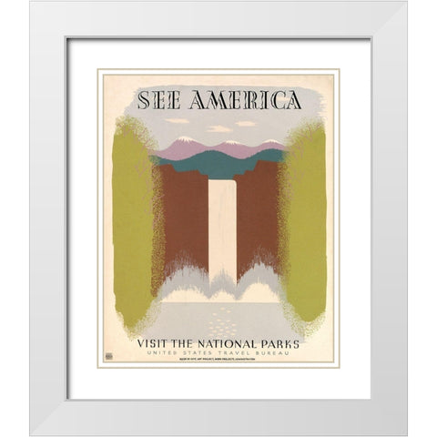 See America Visit the National Parks, ca. 1936-1940 White Modern Wood Framed Art Print with Double Matting by Herzog, Harry