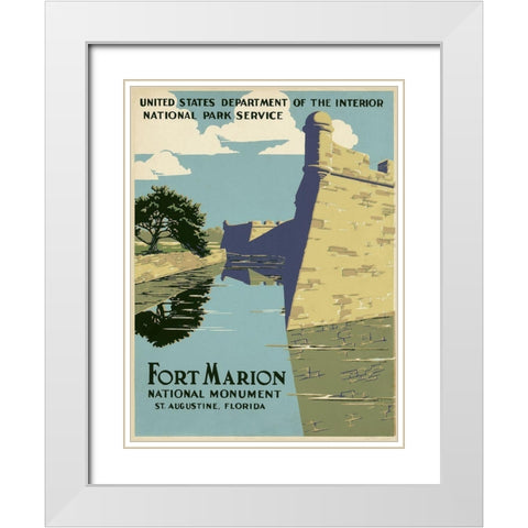 Fort Marion National Monument, St. Augustine, Florida, ca. 1938 White Modern Wood Framed Art Print with Double Matting by WPA