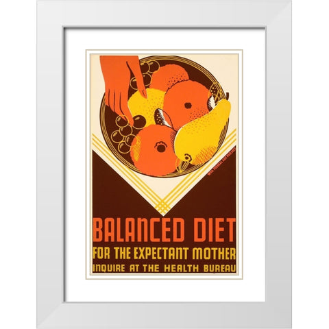 Balanced diet for the expectant mother. White Modern Wood Framed Art Print with Double Matting by WPA