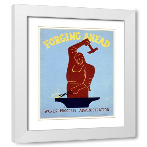 Forging ahead Works Progress Administration White Modern Wood Framed Art Print with Double Matting by Herzog, Harry