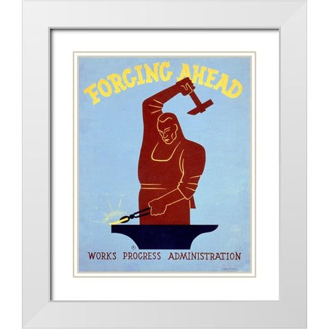 Forging ahead Works Progress Administration White Modern Wood Framed Art Print with Double Matting by Herzog, Harry