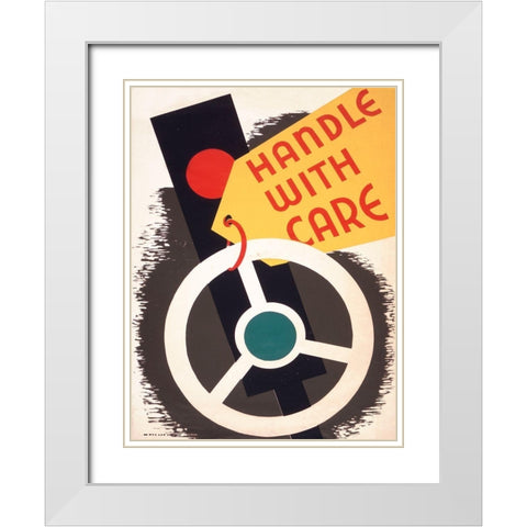 Handle with care White Modern Wood Framed Art Print with Double Matting by WPA