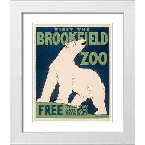 Visit the Brookfield Zoo - Polar Bear White Modern Wood Framed Art Print with Double Matting by WPA