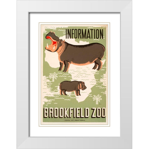 Information - Brookfield Zoo - Hippos White Modern Wood Framed Art Print with Double Matting by Waltrip, Mildred