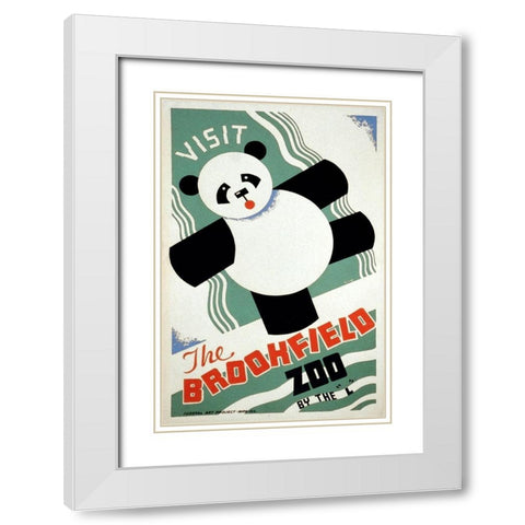 Visit the Brookfield Zoo by the L - Panda White Modern Wood Framed Art Print with Double Matting by Gregg, Arlington