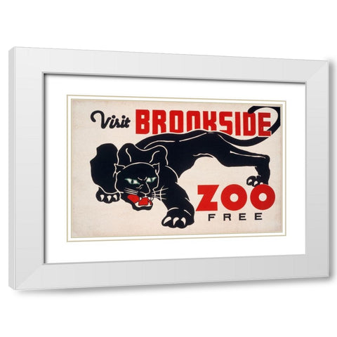 Brookfield Zoo - Panther White Modern Wood Framed Art Print with Double Matting by WPA