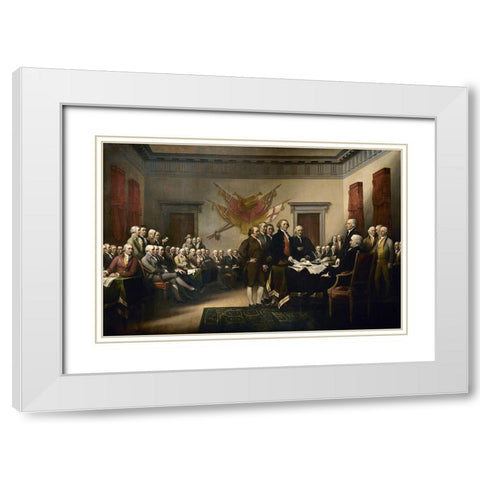Declaration of Independence White Modern Wood Framed Art Print with Double Matting by Trumbull, John