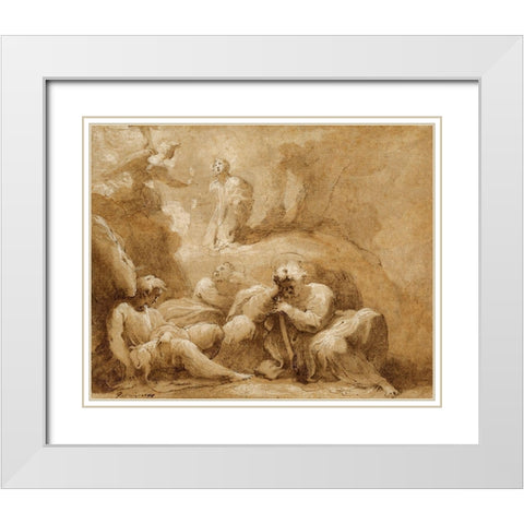 The Agony in the Garden White Modern Wood Framed Art Print with Double Matting by Castello, Valerio