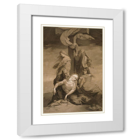 Lamentation at the Foot of the Cross White Modern Wood Framed Art Print with Double Matting by Lehmann, Henri