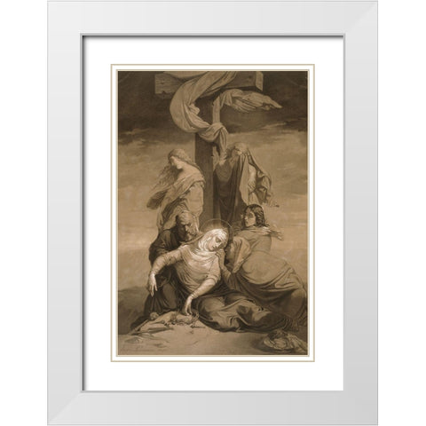 Lamentation at the Foot of the Cross White Modern Wood Framed Art Print with Double Matting by Lehmann, Henri