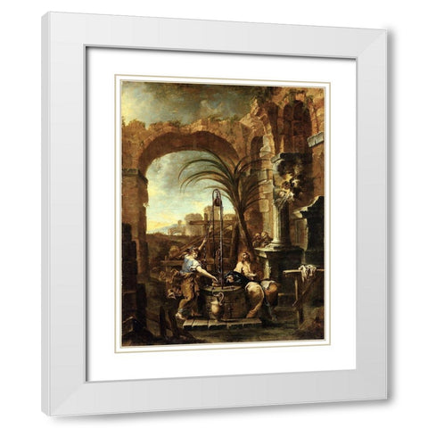 Christ and the Samaritan Woman White Modern Wood Framed Art Print with Double Matting by Magnasco, Alessandro