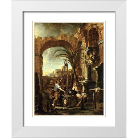 Christ and the Samaritan Woman White Modern Wood Framed Art Print with Double Matting by Magnasco, Alessandro