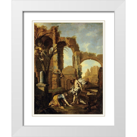 Noli Me Tangere White Modern Wood Framed Art Print with Double Matting by Magnasco, Alessandro