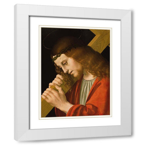 Christ Carrying the Cross White Modern Wood Framed Art Print with Double Matting by d''Oggiono, Marco