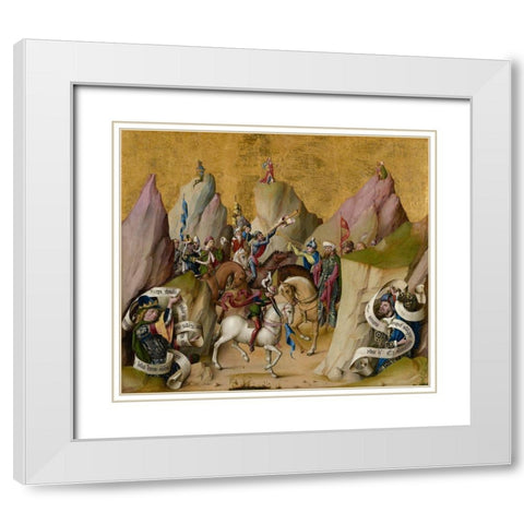 The Meeting of the Three Kings, with David and Isaiah (recto); The Assumption of the Virgin (verso) White Modern Wood Framed Art Print with Double Matting by Master of the St. Bartholomew Altarpiece