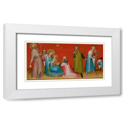 The Adoration of the Magi with Saint Anthony Abbot White Modern Wood Framed Art Print with Double Matting by Flemish, Master Franco