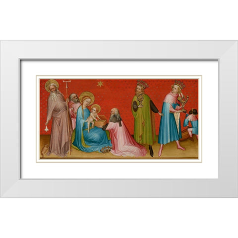 The Adoration of the Magi with Saint Anthony Abbot White Modern Wood Framed Art Print with Double Matting by Flemish, Master Franco