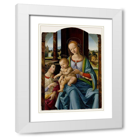 Madonna and Child White Modern Wood Framed Art Print with Double Matting by di Credi, Lorenzo