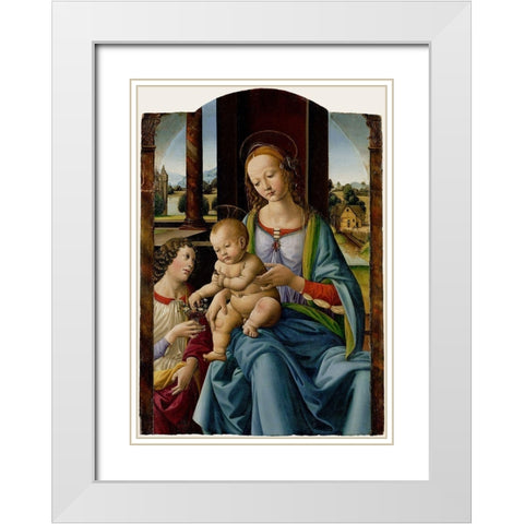 Madonna and Child White Modern Wood Framed Art Print with Double Matting by di Credi, Lorenzo