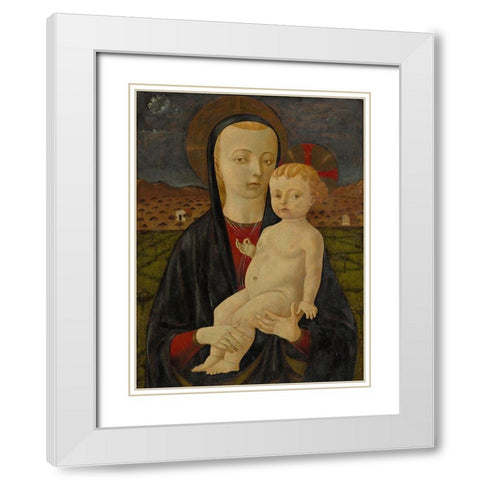 Madonna and Child White Modern Wood Framed Art Print with Double Matting by Uccello, Paolo