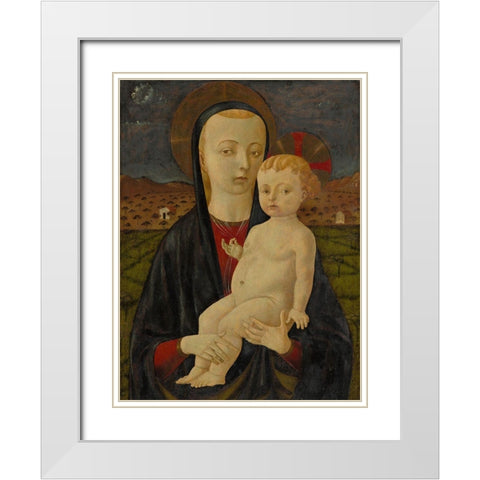 Madonna and Child White Modern Wood Framed Art Print with Double Matting by Uccello, Paolo
