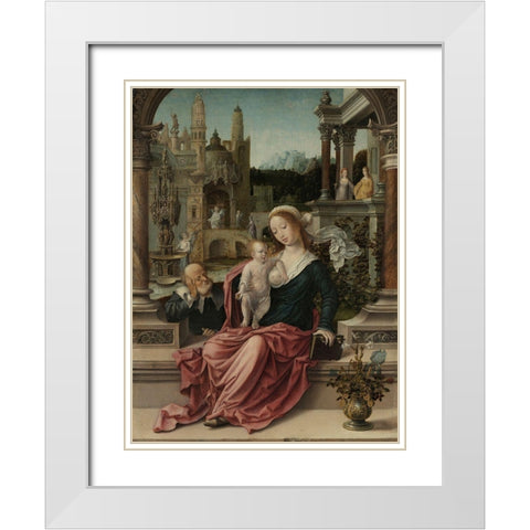 The Holy Family White Modern Wood Framed Art Print with Double Matting by Gossaert, Jan (Mabuse)