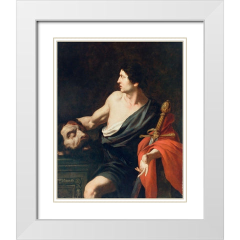 David with the Head of Goliath White Modern Wood Framed Art Print with Double Matting by Novelli, Pietro