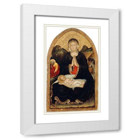 Nativity White Modern Wood Framed Art Print with Double Matting by da Fabriano, Gentile