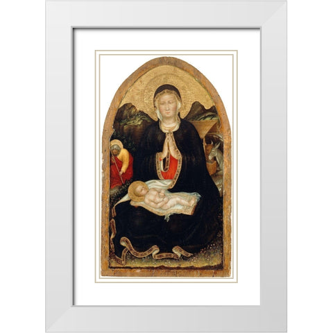 Nativity White Modern Wood Framed Art Print with Double Matting by da Fabriano, Gentile