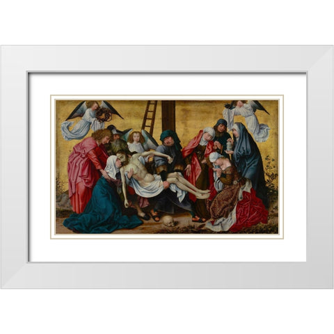 The Deposition White Modern Wood Framed Art Print with Double Matting by van der Weyden, Rogier