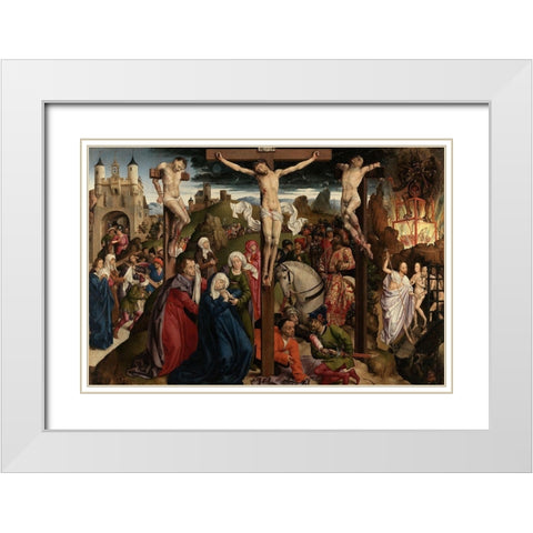 The Crucifixion White Modern Wood Framed Art Print with Double Matting by Bude, Master Dreux