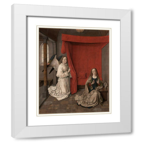 The Annunciation White Modern Wood Framed Art Print with Double Matting by Aelbrecht, Bouts