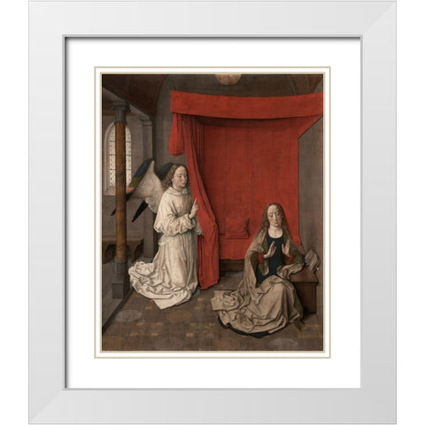 The Annunciation White Modern Wood Framed Art Print with Double Matting by Aelbrecht, Bouts