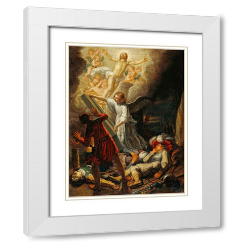 The Resurrection White Modern Wood Framed Art Print with Double Matting by Lastman, Pieter