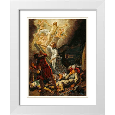 The Resurrection White Modern Wood Framed Art Print with Double Matting by Lastman, Pieter